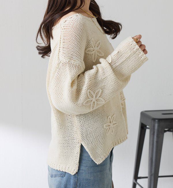  「フラワールーズコットン混ニット」|ニット・セーター|