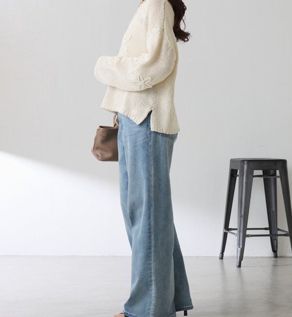  「フラワールーズコットン混ニット」|ニット・セーター|