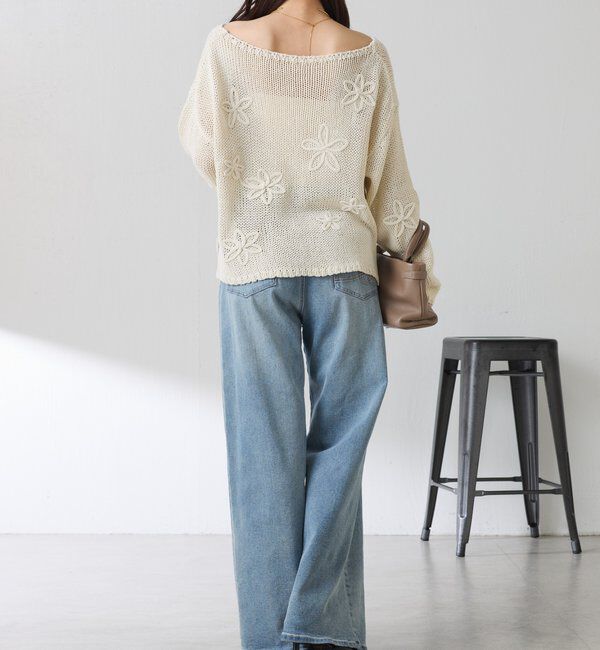  「フラワールーズコットン混ニット」|ニット・セーター|