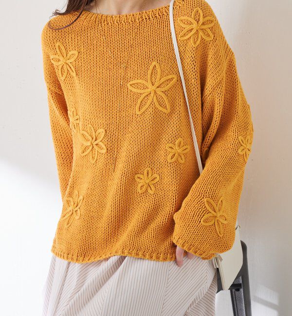  「フラワールーズコットン混ニット」|ニット・セーター|