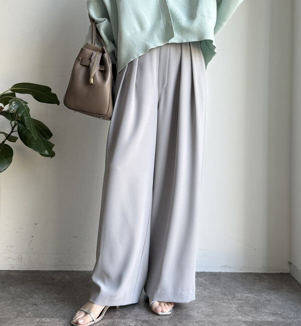  「【累計販売数3万枚突破/21色4サイズ展開！】タックワイドパンツ」|チノ|