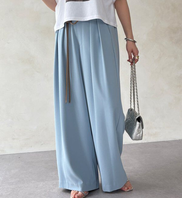  「【累計販売数3万枚突破/21色4サイズ展開！】タックワイドパンツ」|チノ|