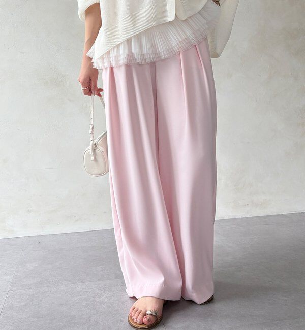  「【累計販売数3万枚突破/21色4サイズ展開！】タックワイドパンツ」|チノ|