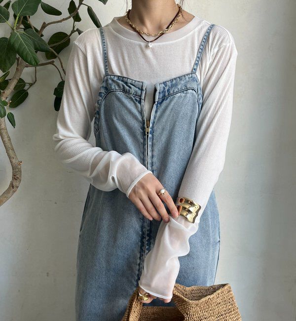  「【柔らかい着心地】袖シアーリブTEE」|Tシャツ・カットソー|