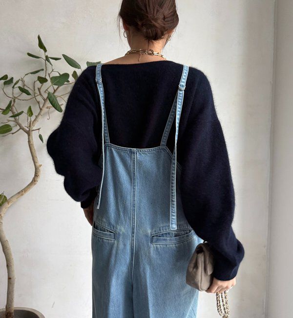  「細紐デニムフロントジップサロペット」|ワンピース|