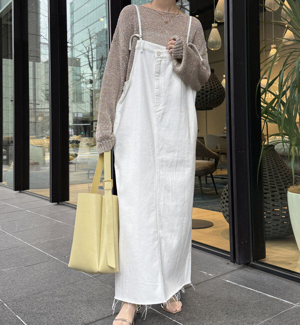  「裾フリンジデニムジャンスカ」|ワンピース|