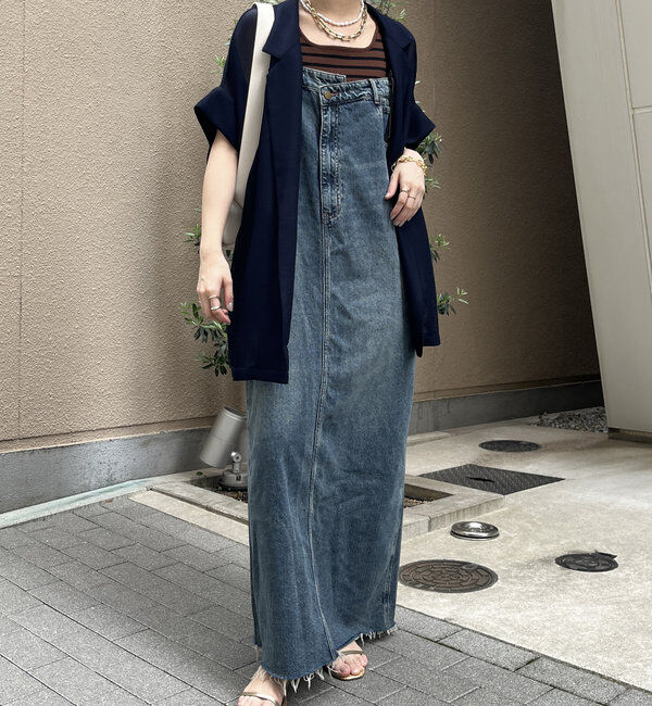  「裾フリンジデニムジャンスカ」|ワンピース|