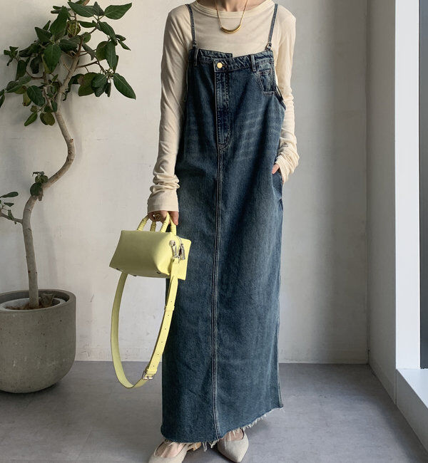  「裾フリンジデニムジャンスカ」|ワンピース|