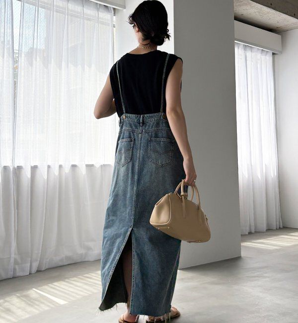  「裾フリンジデニムジャンスカ」|ワンピース|