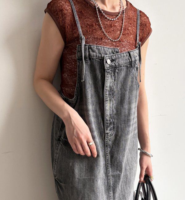  「裾フリンジデニムジャンスカ」|ワンピース|