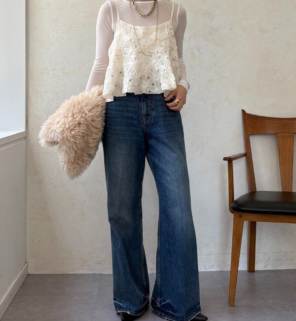  「【WEB限定】チュールフラワーキャミ」|シャツ・ブラウス|