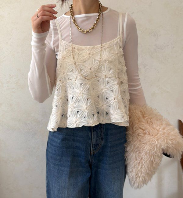  「【WEB限定】チュールフラワーキャミ」|シャツ・ブラウス|