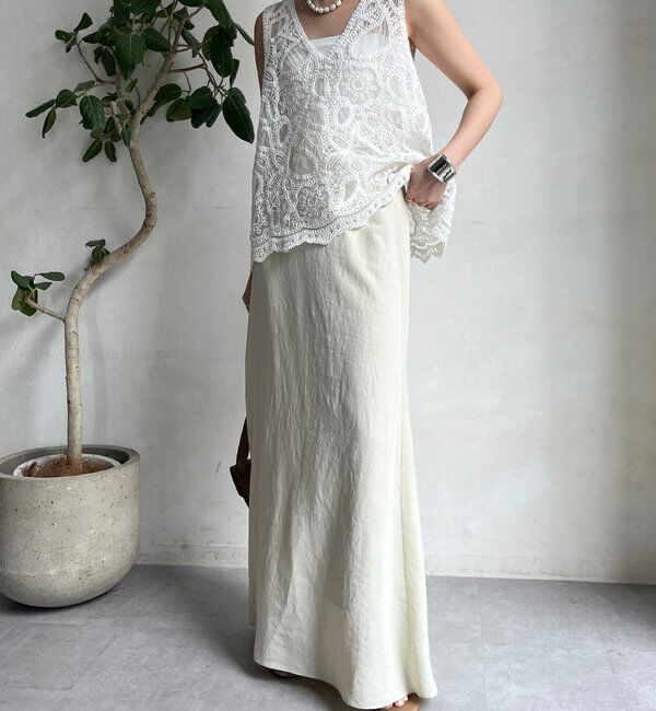  「刺繍前後2WAYレースタンク」|シャツ・ブラウス|