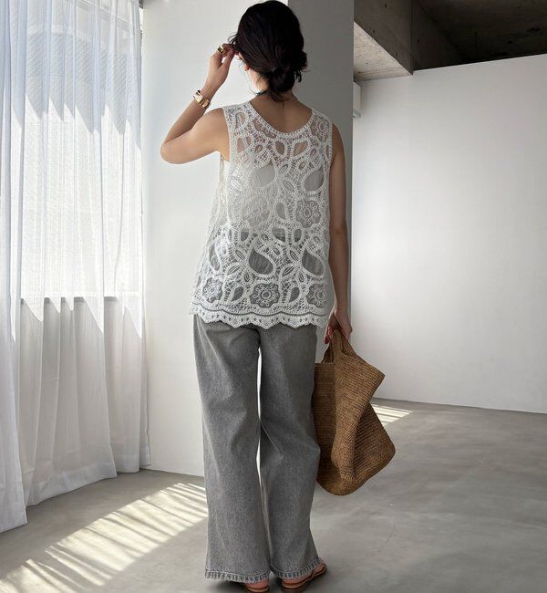  「刺繍前後2WAYレースタンク」|シャツ・ブラウス|