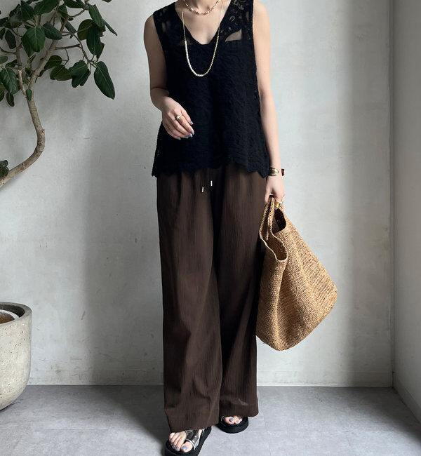  「刺繍前後2WAYレースタンク」|シャツ・ブラウス|