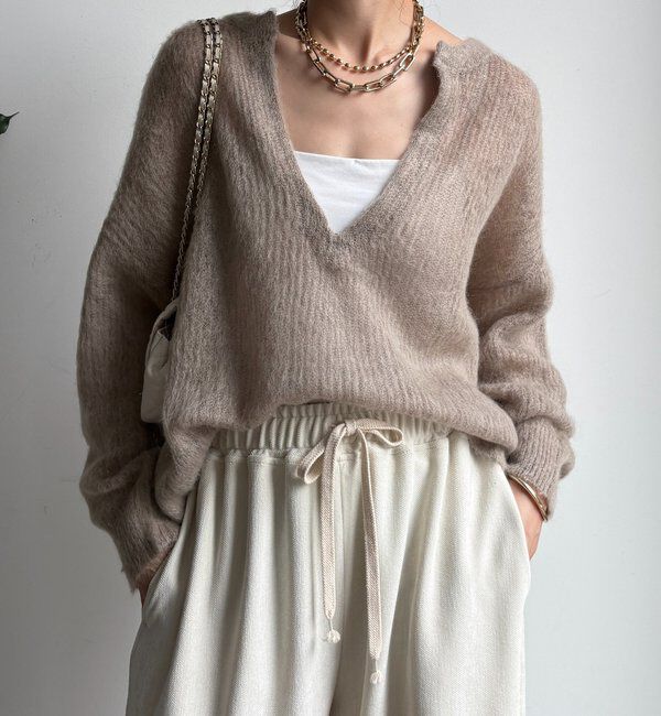  「【新色追加】起毛モヘヤスキッパープルオーバー」|ニット・セーター|