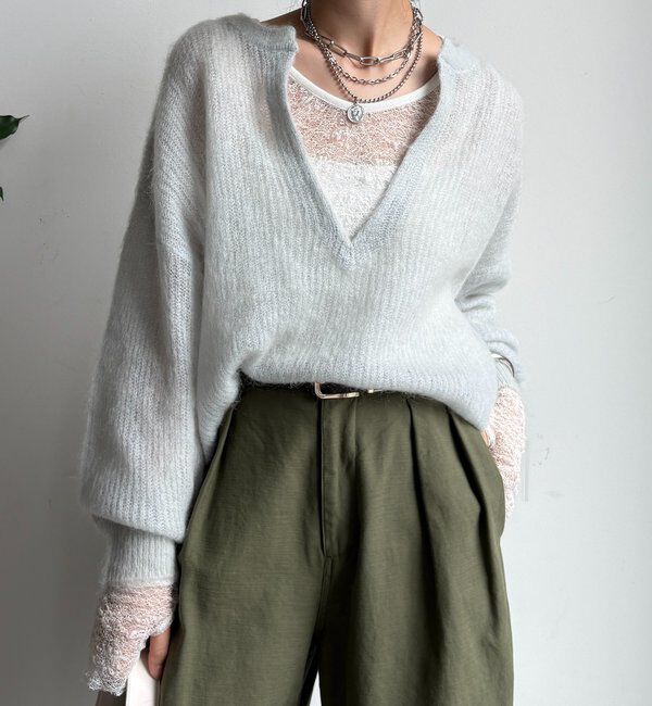  「【新色追加】起毛モヘヤスキッパープルオーバー」|ニット・セーター|