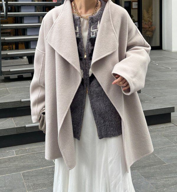  「ハンドメイドミドル丈コート」|その他|グレージュ