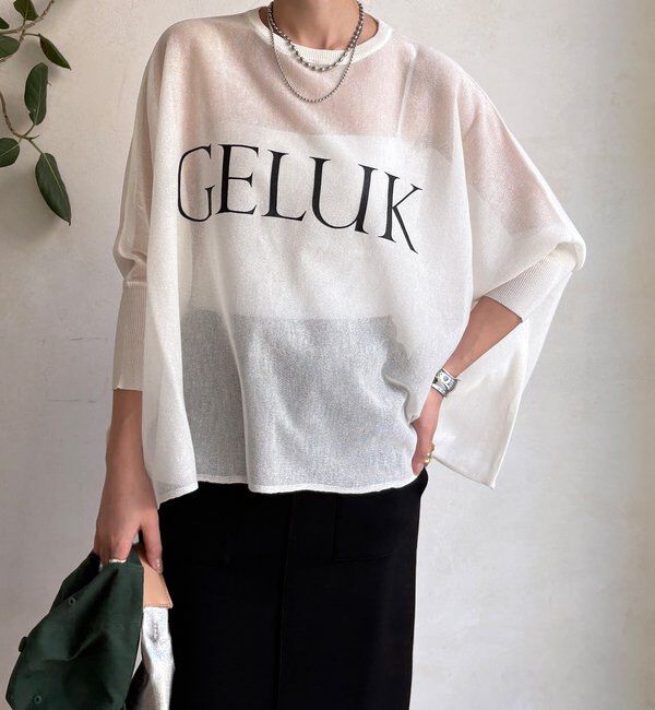  「シアー天竺ロゴポンチョニット」|ニット・セーター|オフホワイト