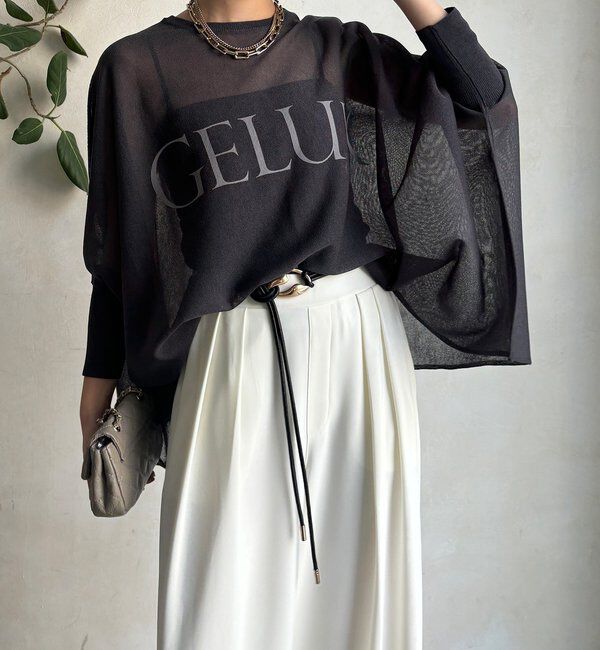  「シアー天竺ロゴポンチョニット」|ニット・セーター|