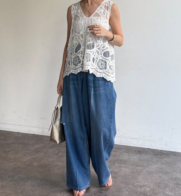  「ダメージワイドデニム」|デニム|