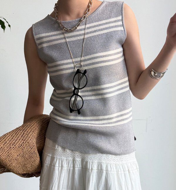  「【WEB限定】ボーダーニットタンク」|ニット・セーター|