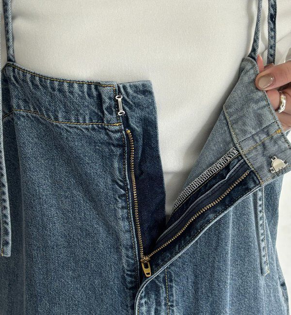  「センタープレスデニムサロペット」|ワンピース|