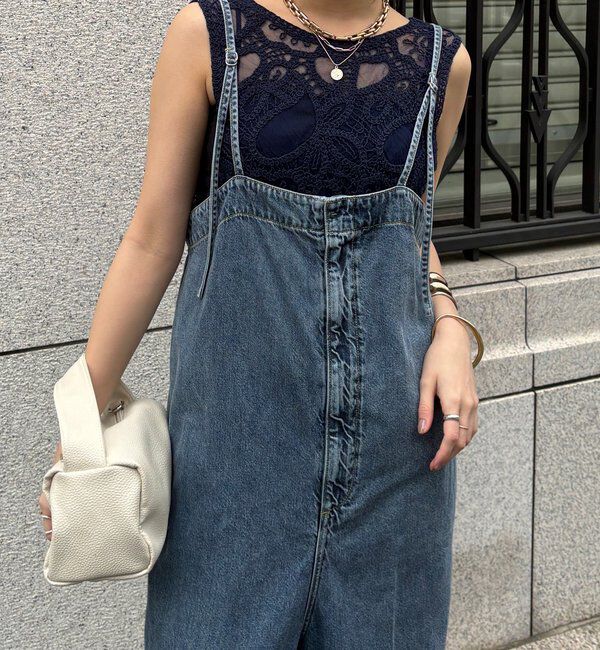  「センタープレスデニムサロペット」|ワンピース|