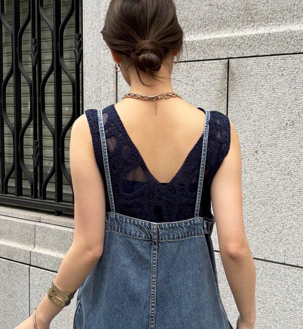  「センタープレスデニムサロペット」|ワンピース|