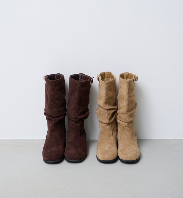  「【レザー&スエード/インソール】ルーズエンジニアブーツ」|ロングブーツ|