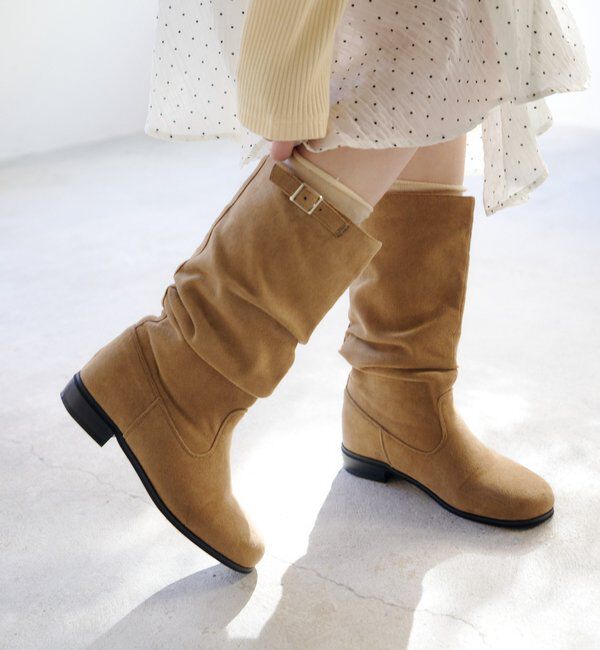  「【レザー&スエード/インソール】ルーズエンジニアブーツ」|ロングブーツ|