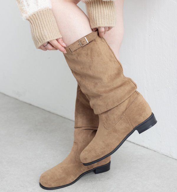  「【レザー&スエード/インソール】ルーズエンジニアブーツ」|ロングブーツ|