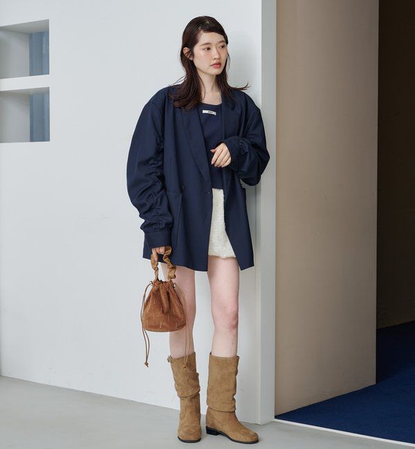  「【レザー&スエード/インソール】ルーズエンジニアブーツ」|ロングブーツ|