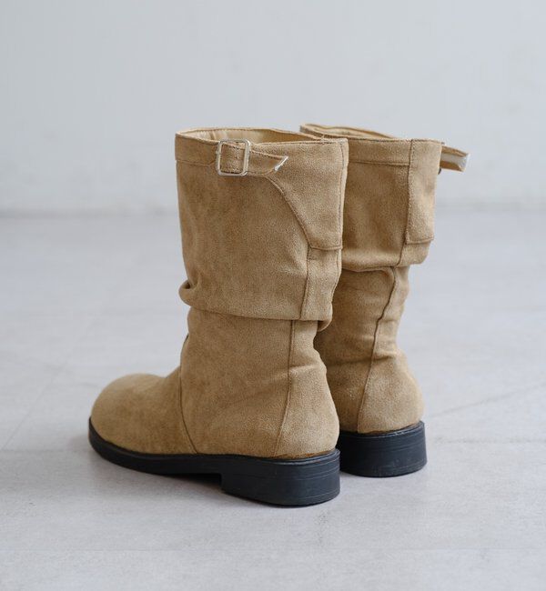  「【レザー&スエード/インソール】ルーズエンジニアブーツ」|ロングブーツ|