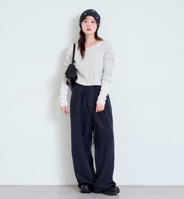  「【WEB限定/2サイズ展開/全骨格◎/裏地無し】ピンストライプスラックス」|チノ|