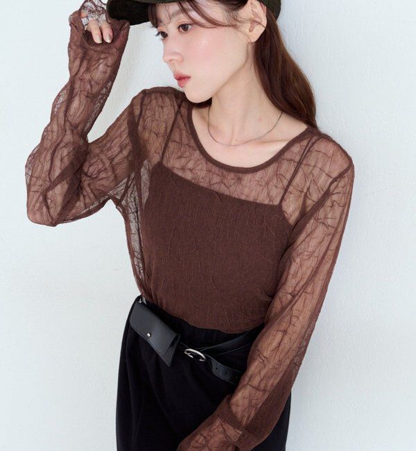  「ランダムチュールメローTEE」|Tシャツ・カットソー|ブラウン