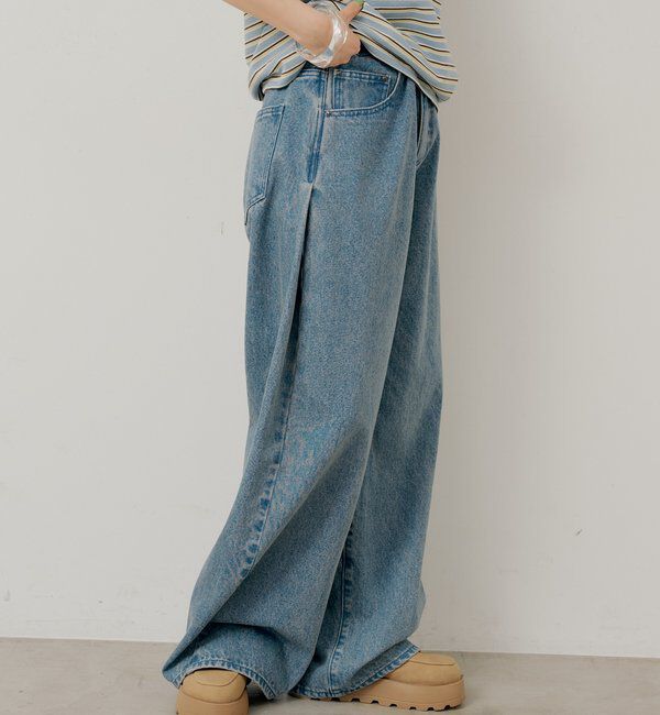  「【WHIMSIC/2サイズ展開/SETUP対応】サイドタックデニムパンツ」|デニム|