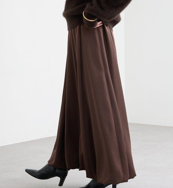  「【美シルエット】サテンバルーンスカート」|スカート|ブラウン