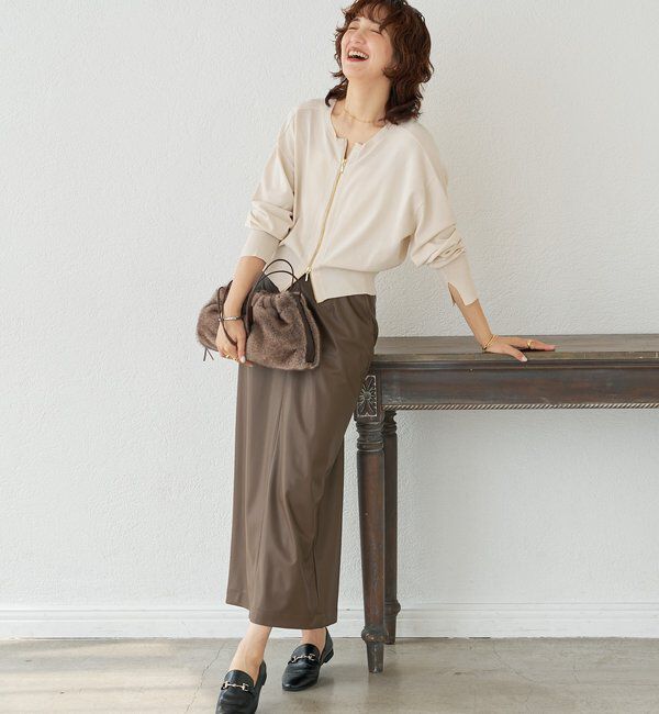  「【大人のこなれ感】ZIPニットカーディガン」|カーディガン|