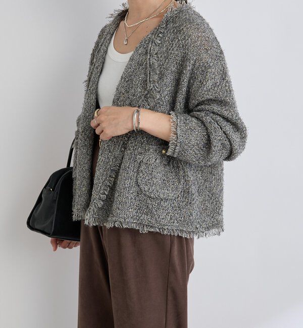 「【品のある着こなしに】リンクスツイードカーデ」|カーディガン|