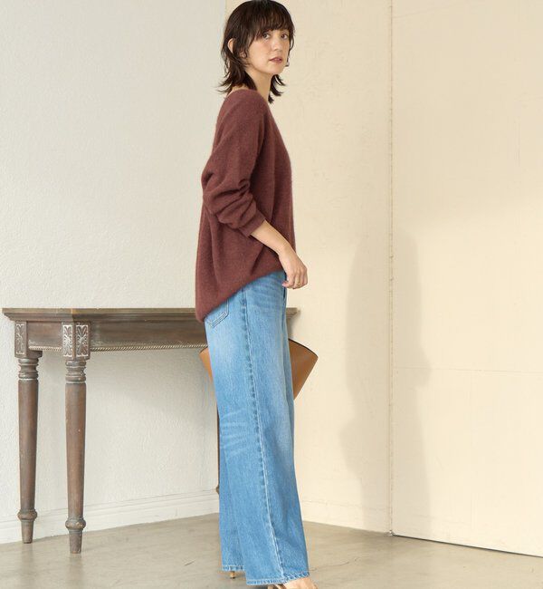  「【抜け感シルエット】ヘアリーウール片畦Vネックニット」|ニット・セーター|