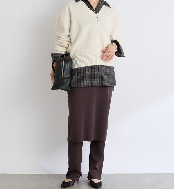  「【女性らしいデコルテライン】ウールVニット」|ニット・セーター|