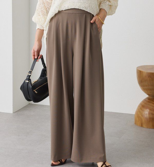  「【3サイス展開】ジャージータックワイドスラックス」|チノ|モカ