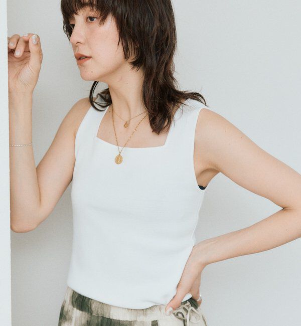  「予約【接触冷感機能付き】クールタッチ2wayニットタンクトップ」|ニット・セーター|