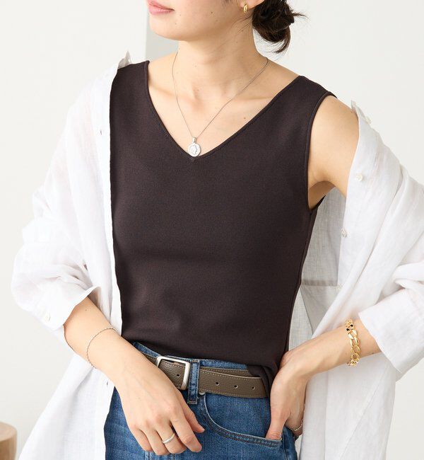  「予約【接触冷感機能付き】クールタッチ2wayニットタンクトップ」|ニット・セーター|