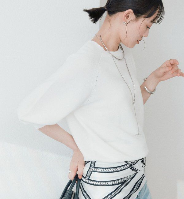  「【手洗い可能】ハーフバルーンスリーブニット」|ニット・セーター|オフホワイト