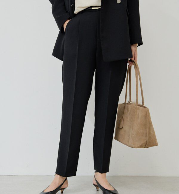  「【シワになりにくい】ジャージーテーパードパンツ」|チノ|