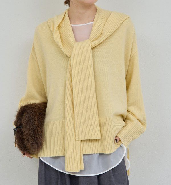  「【脱マンネリニット】【MANAKAコラボ】フードセットニット」|ニット・セーター|イエロー