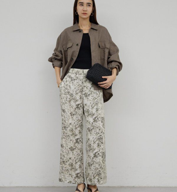  「【セットアップ対応】ボタニカルサテンスラックス」|チノ|