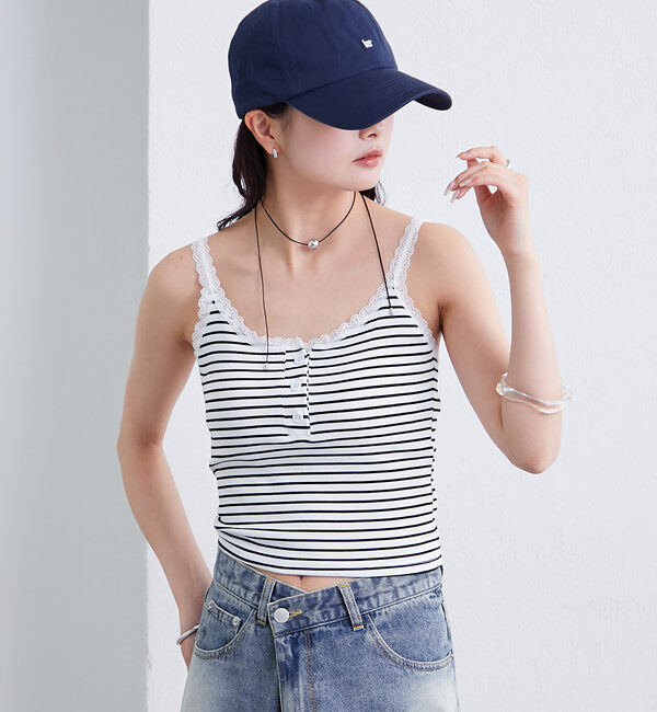  「パット付きボーダーキャミ」|キャミソール|
